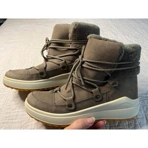 NWT Cougar Treville Waterproof Suede Winter Boots Taupe Faux Shearling W 10.5